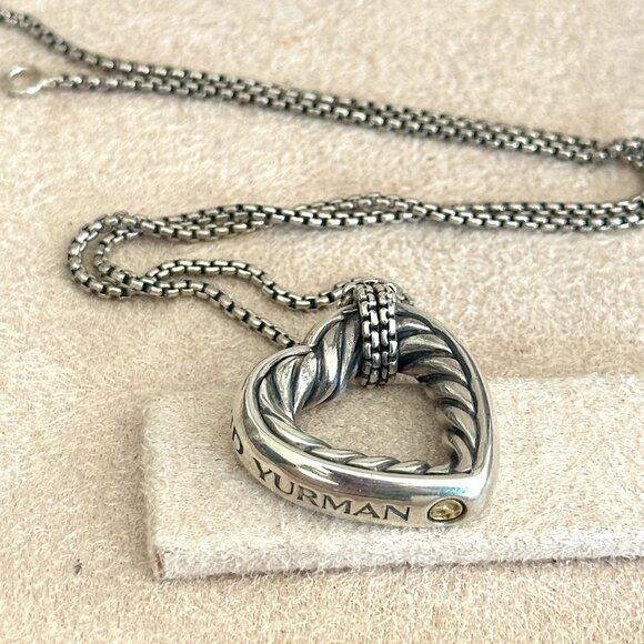 David Yurman Heart Necklace with 18K Gold Accents in Sterling Silver - Picture 1 of 13